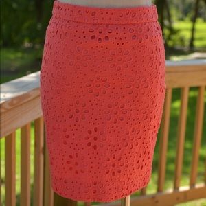 J. Crew dark coral “Perfect Pencil” skirt